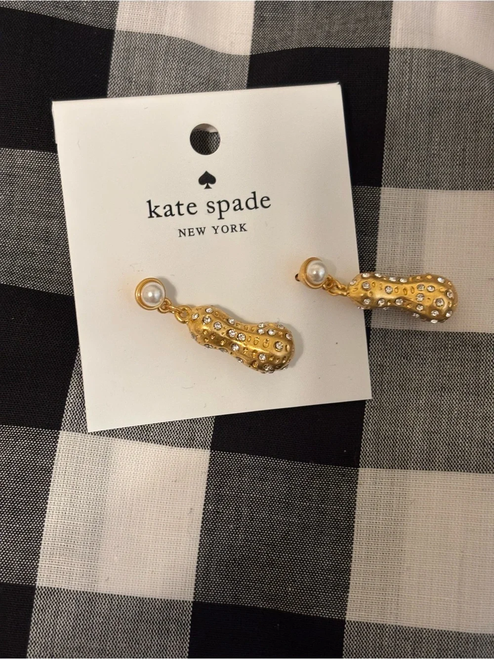 kate spade Gold Pearl & Crystal Peanut Drop Earrings